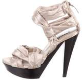 Thumbnail for your product : Burberry Satin Platform Sandals Champagne Satin Platform Sandals