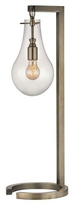 One Kings Lane Metal Table Lamp - Antiqued Brass - Gray
