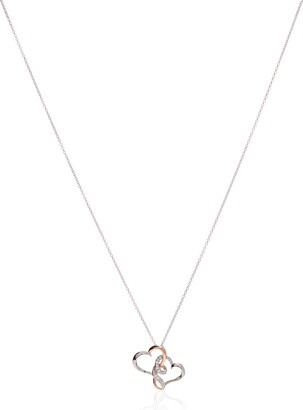 Amazon Collection Sterling Silver Two Tone Double Heart Pendant Necklace  Made with Crystal (18") - ShopStyle