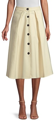 button front a line midi skirt