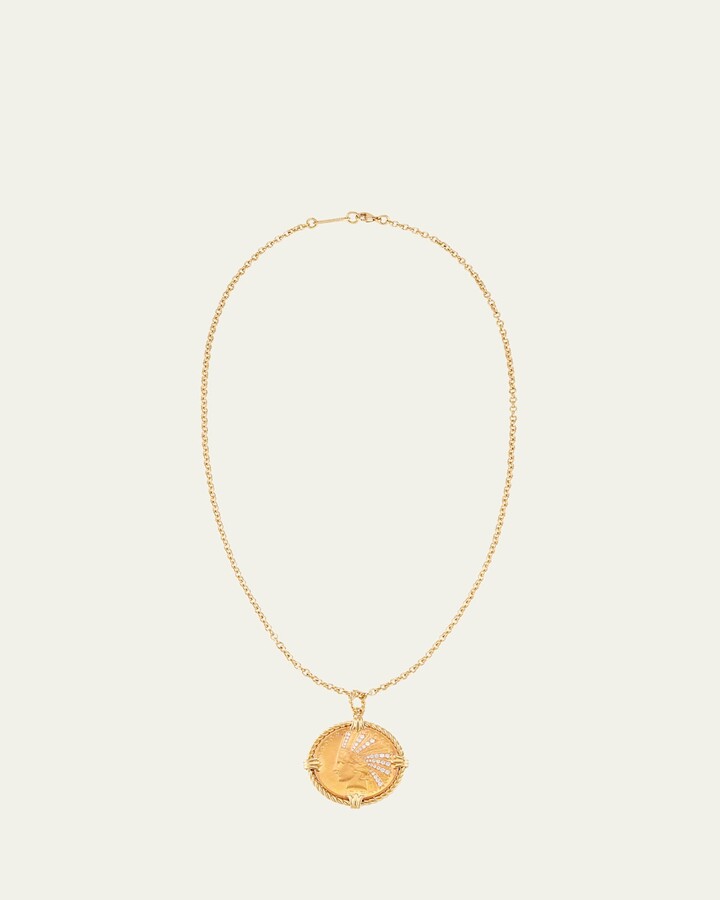 Verdura 18K Yellow Gold $10 Coin Pendant Necklace with Diamonds