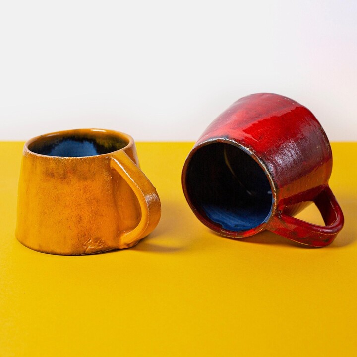 Etsy Colorful Ceramic Mug With Saucer, Handmade Tea Mug, Pottery Mugs, Bright Coffee Coffe Lover Gift, Clay Best Gift For Friends