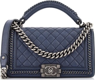 Chanel Chained Boy Flap Bag Quilted Glazed Calfskin Old Medium at
