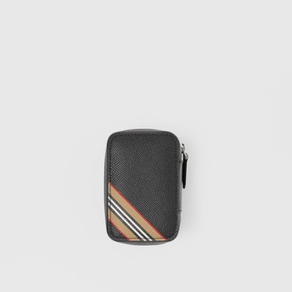 Burberry Icon Stripe Print Grainy Leather Cufflink Case