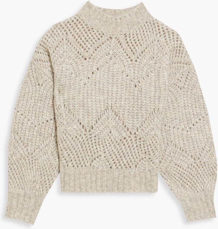 SIMKHAI Palmer brushed pointelle-knit wool-blend turtleneck sweater ...