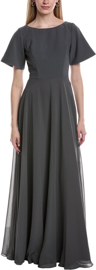 Rene Ruiz Collection Boat Neck Chiffon A-Line Gown