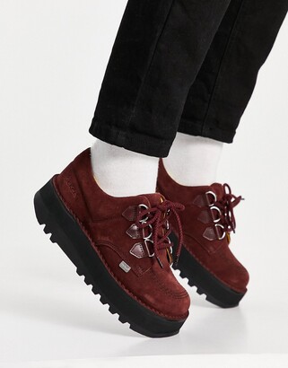 Kickers kick lo creepy d ring shoes in burgundy suede - ShopStyle Boots