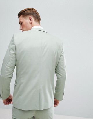 ASOS DESIGN wedding skinny blazer with gold buttons in sage green