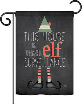 Barkev Elf Surveillance Winter 2-Sided Polyester 19 x 13 in. Garden Flag