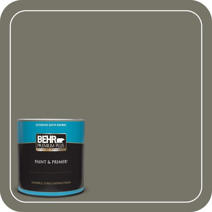 BEHR PREMIUM PLUS 1 qt. #BXC-44 Pepper Mill Satin Enamel Exterior Paint & Primer