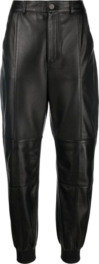 Karl Lagerfeld Paris Tapered-Leg Leather Trousers