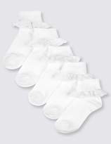 Thumbnail for your product : Marks and Spencer 5 Pairs of Cotton Rich Frill Socks