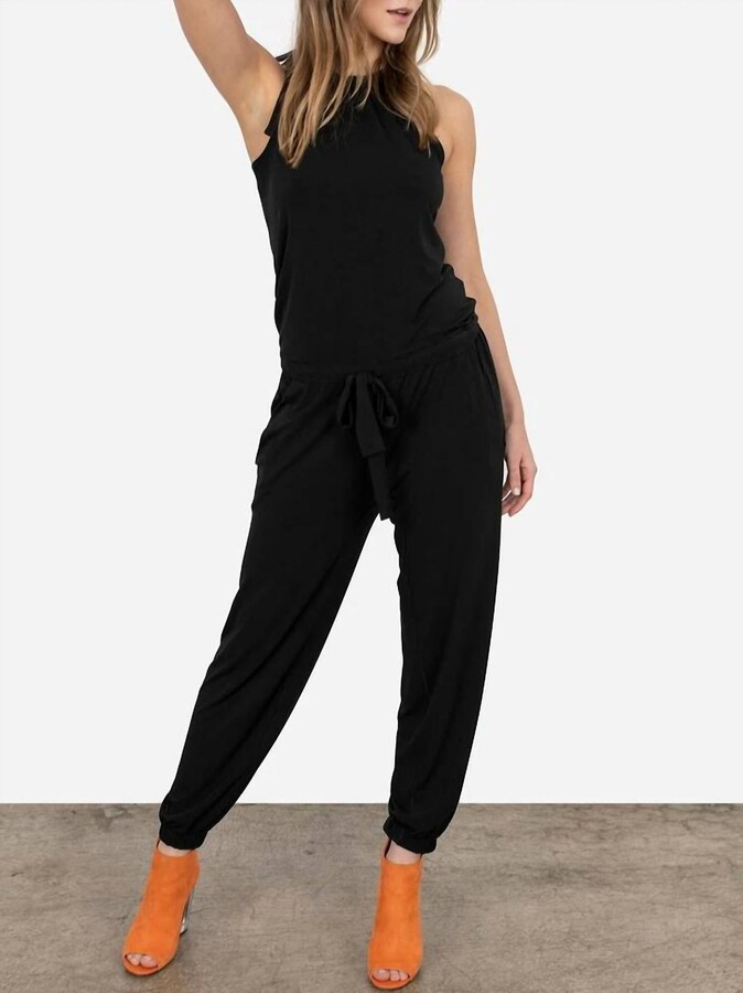 Eva Varro Neck Tie Jumpsuit in Black ShopStyle