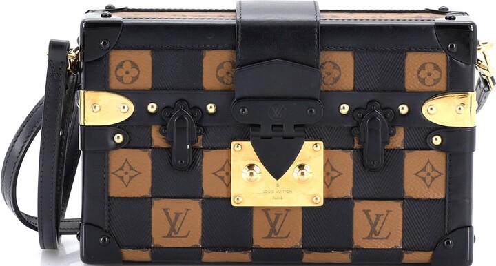 Louis Vuitton Petite Malle Handbag Damier Tressage Monogram Canvas and Leather