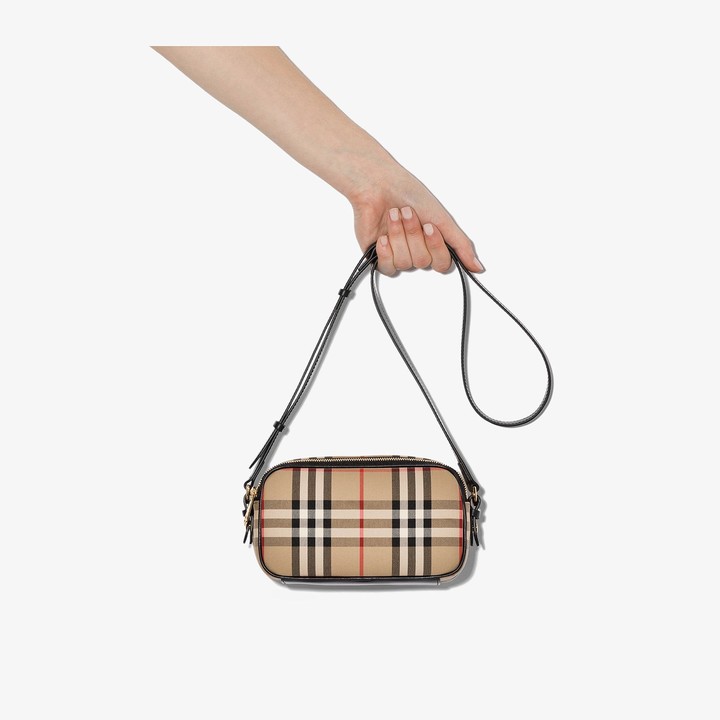 burberry vintage check link crossbody camera bag