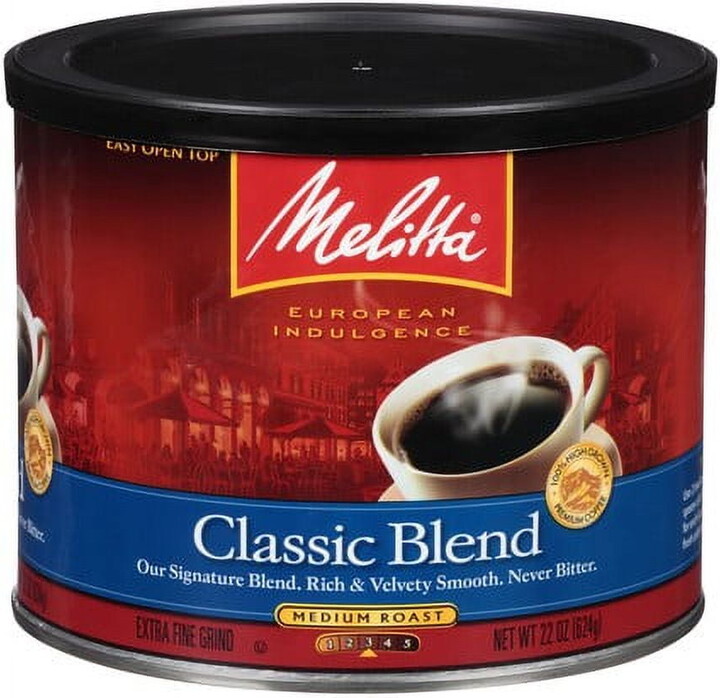 Melitta Classic Roast Caffeinated Canned Coffee, 22oz Can