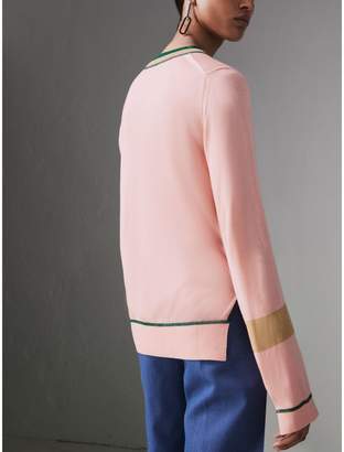 Burberry Stripe Detail Silk Cashmere Sweater