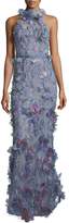 Marchesa Notte 3D Petal-Embellished Halter Gown
