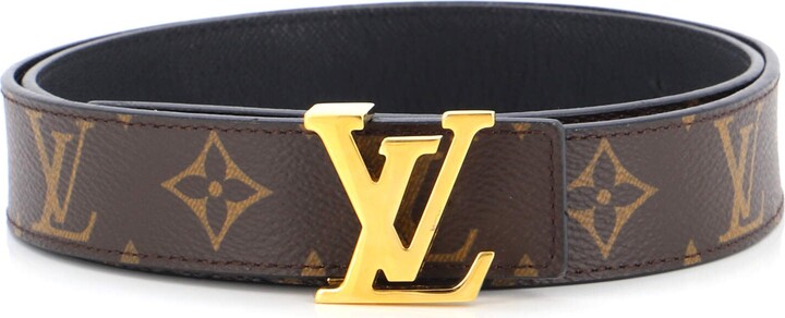 Louis Vuitton Damier LV Initiales Damier Stripes 40mm Reversible Belt, Blue, 85