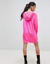 Thumbnail for your product : ASOS Petite PETITE Velvet Hoodie Dress with Contrast Ties