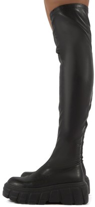 Public Desire Uk Lingo Over The Knee Chunky Sole Boots