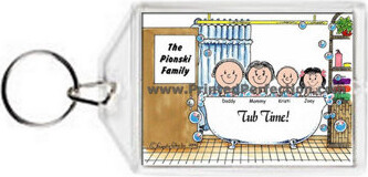 Printed Perfection Personalized Tub Time - One Girl, One Boy Acrylic Key Chain