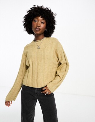 ADA Oversized Knit Sweatshirt - Light Grey Melange/Cream