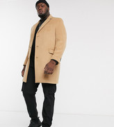 Thumbnail for your product : Topman Big & Tall overcoat in camel