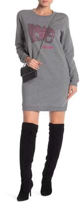 Love Moschino Front Bead Embellished Knit Sweater Dress