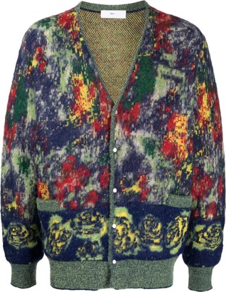 Toga V-neck patterned intarsia-knit cardigan
