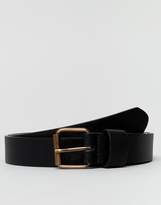 Thumbnail for your product : ASOS Faux Leather Slim Belt In Black With Burnished Roller Buckle