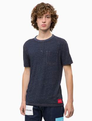 Calvin Klein Slim Fit Denim Knit Henley T-Shirt