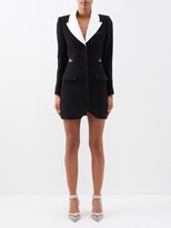 Thumbnail for your product : Self-Portrait Cut-out Back Wool-blend Tuxedo Dress - Black White
