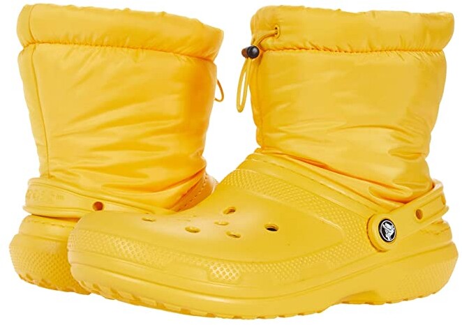 crocs puff boots yellow
