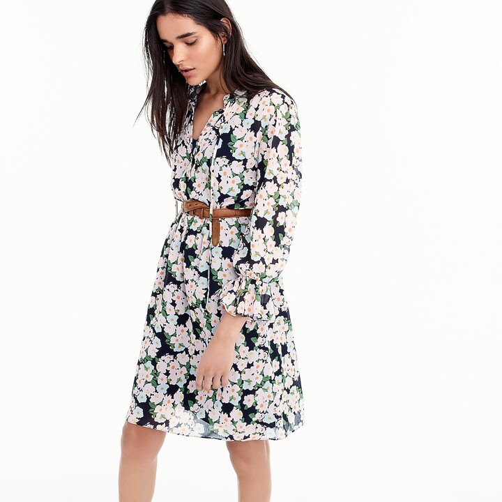 J.Crew Petite Mercantile drapey tiefront dress in French floral