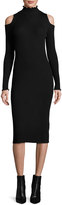 Thumbnail for your product : Rebecca Taylor Cold-Shoulder Ribbed Merino Midi Dress, Black