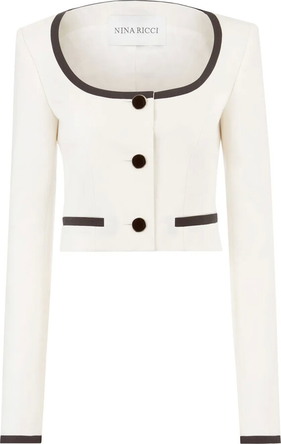 Nina Ricci Round-Neck Two-Tone Crop Jacket