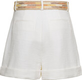 White High-waisted Belted Shorts In 