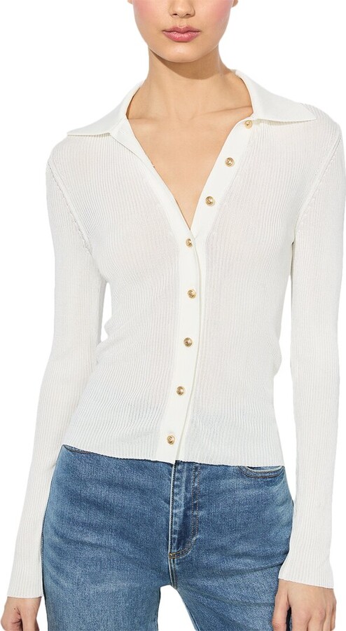 Alice + Olivia Nealie Ribbed Polo Sweater