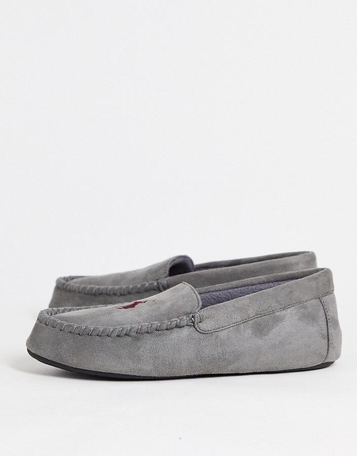 Polo Ralph Lauren dezi iv moccasin slippers in grey - ShopStyle