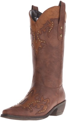 AdTec Women's 13" Western Pull On with Accents and Studs Brown-W Boot 6.5 M US