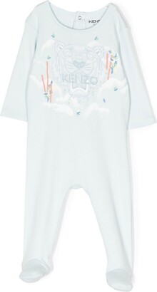 Kenzo Kids Baby Blue Tiger Print Cotton Pajamas