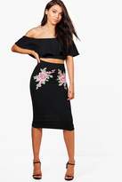 Thumbnail for your product : boohoo Petite Anna Embroidered Crop and Midi Skirt Co-ord