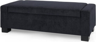 Latitude Run Textured Fabric With Storage And Seating - Dark Blue Color Seat Lid Bench