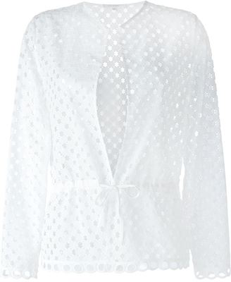 Carven broderie anglaise tie waist top