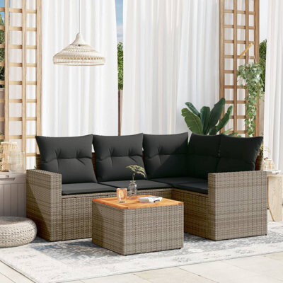 VidaXL Garden Sofa Set PE Rattan Large Adjustable Feet