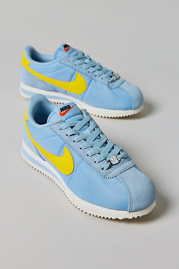 Nike Women's Cortez Textile Sneaker in Light Armory Blue/Lightening
