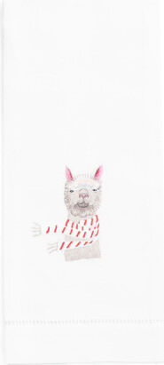 TJMAXX Hand Embroidered And Hemstitched Holiday Llama Hand Towel, Cotton