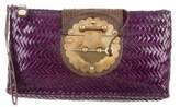 Thumbnail for your product : Kotur Straw Embossed Leather-Trimmed Clutch