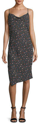 AG Jeans Gia Cowl-Neck Sleeveless Floral-Print Midi Dress